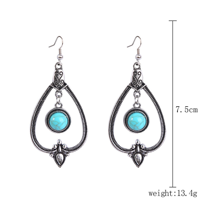 Wholesale Bohemian Retro Vintage Turquoise Earring Set