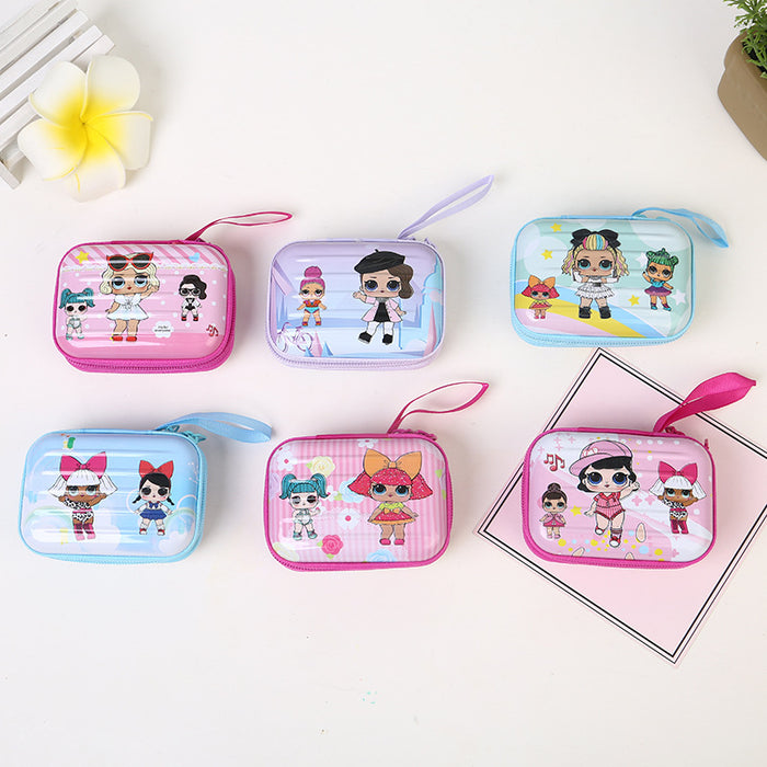 Wholesale Jewelry Accessories Tinplate Storage Bag Rectangular Student Portable Zipper Bag Cartoon Children's Coin Bag Storage Box