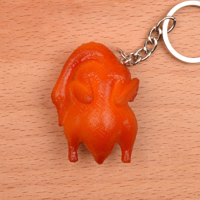 Wholesale PVC Simulated Food Keychain Charms Realistic Chicken Wing Roast Duck And Braised Pork Pendant MOQ≥5