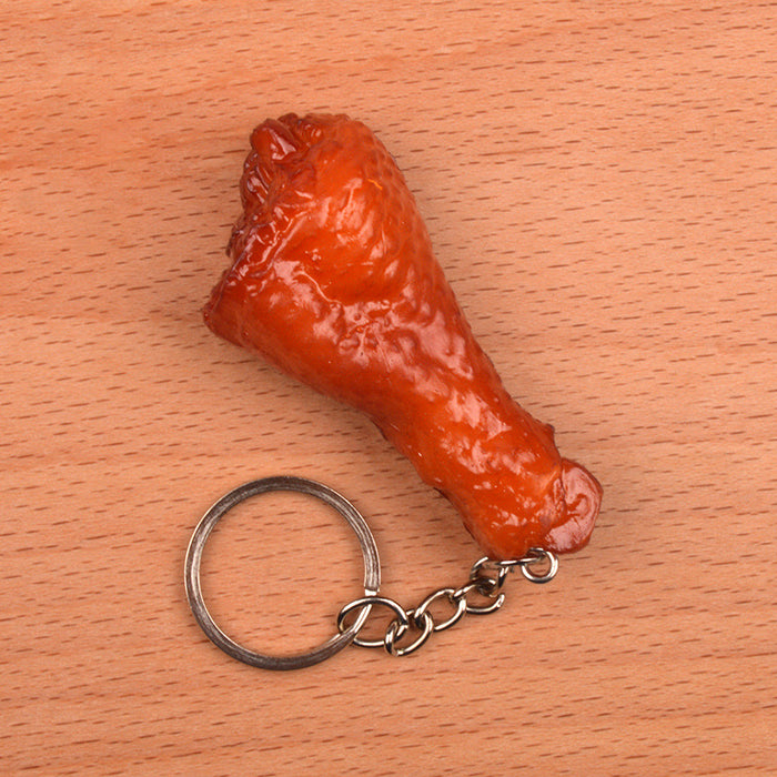Wholesale PVC Simulated Food Keychain Charms Realistic Chicken Wing Roast Duck And Braised Pork Pendant MOQ≥5