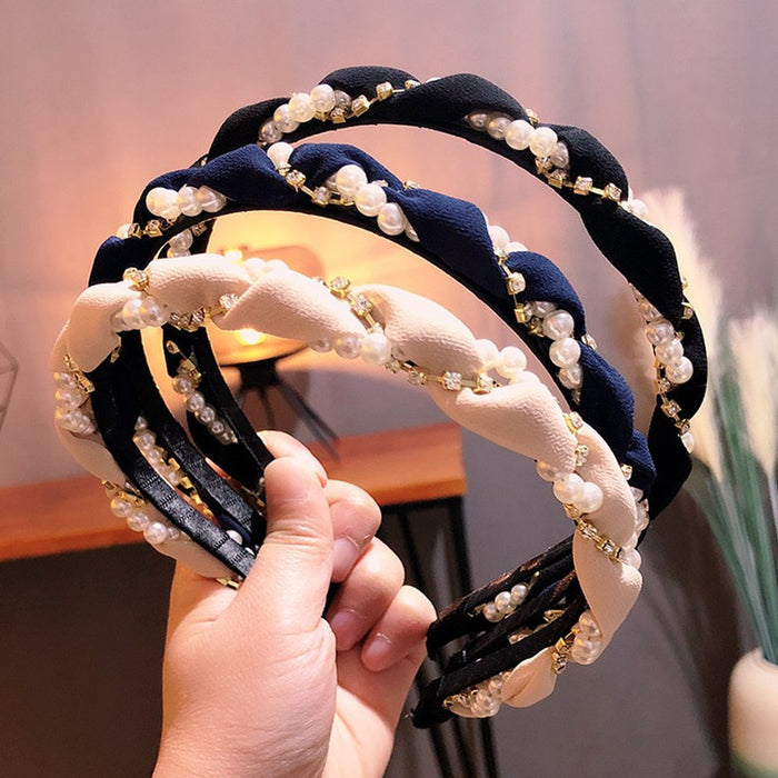Wholesale Pearl Woven Fabric Headbands JDC-HD-Chaox010