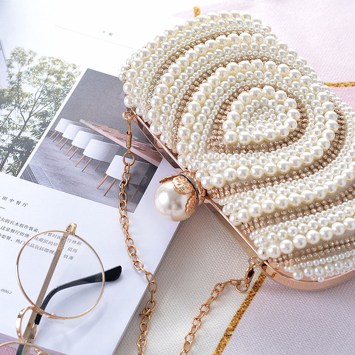 Wholesale Pearl Rhinestone Water Drop Pattern Pearl Bag Evening Bag JDC-HD-ShengTian003