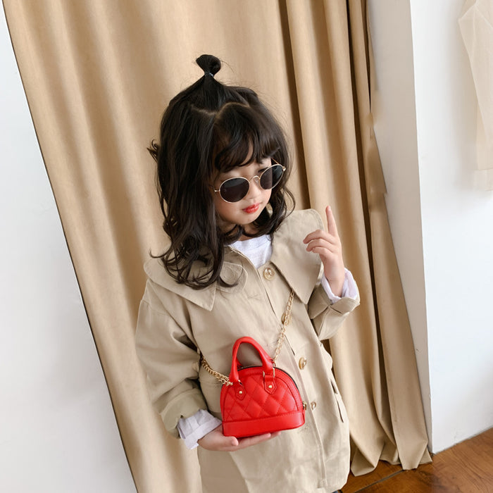 Wholesale Children' s Spring and Summer Shell Bag Rhombus Chain Catwalk Crossbody Bag Cute Mini Girl Shoulder Handheld Small Bag