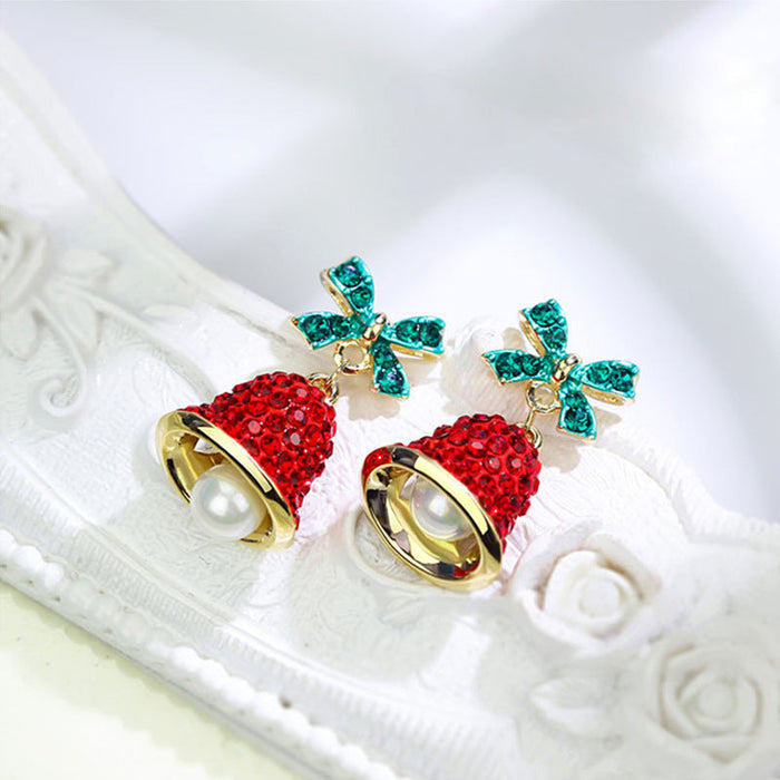 Wholesale Earrings Alloy Diamond Christmas Bow Wind Chimes JDC-ES-Duoli015