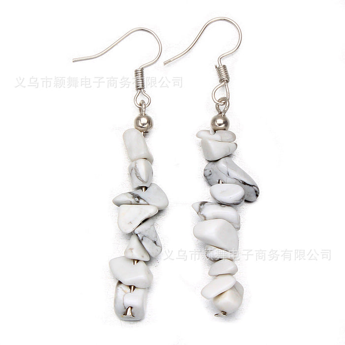 Wholesale Earrings Stainless Steel Natural Stone Crystal Long Style JDC-ES-YinW002