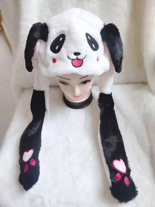 Wholesale Glowing bunny hat with moving ears cute plush warm hat