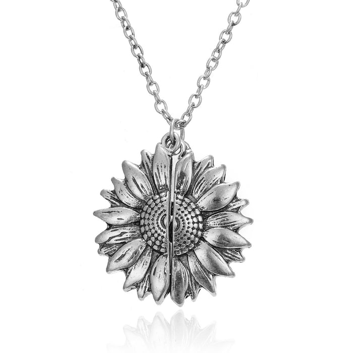 Wholesale You Are My Sunshine Sunflower Openable Pendant Necklace JDC-NE-GangM001