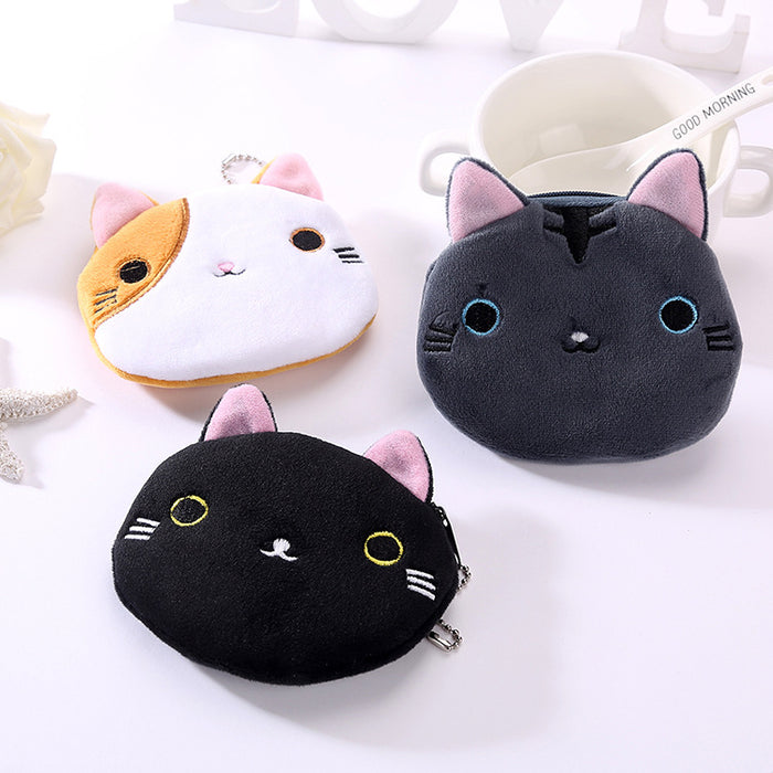 Wholesale Creative Cute Cartoon Japanese and Korean Students Ladies Zipper Mini Key Coin Storage Japanese Cute Cat Coin Purse JDC-WT-SM002