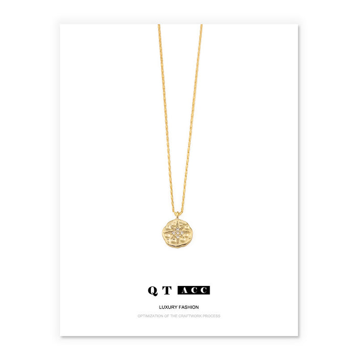 Wholesale Button pendant necklace, gold-plated collarbone chain
