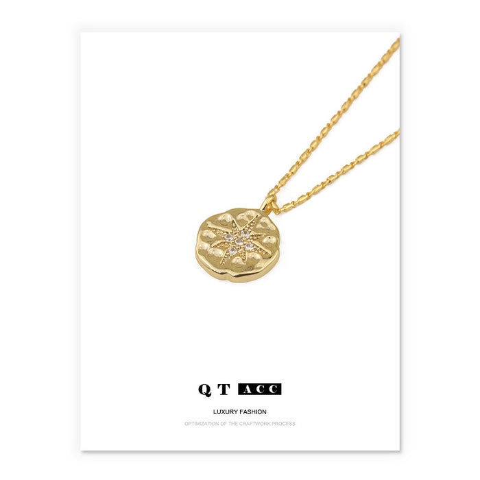 Wholesale Button pendant necklace, gold-plated collarbone chain