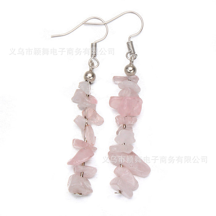 Wholesale Earrings Stainless Steel Natural Stone Crystal Long Style JDC-ES-YinW002