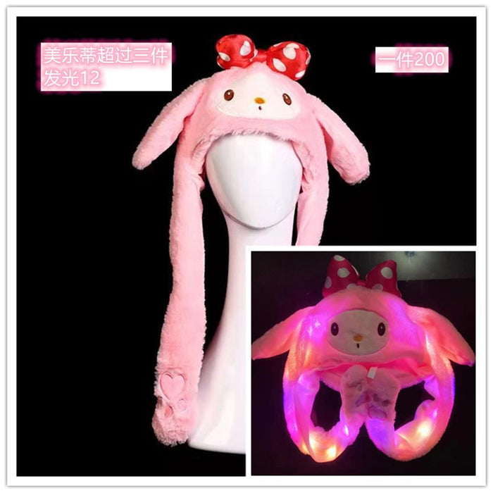 Wholesale Glowing bunny hat with moving ears cute plush warm hat