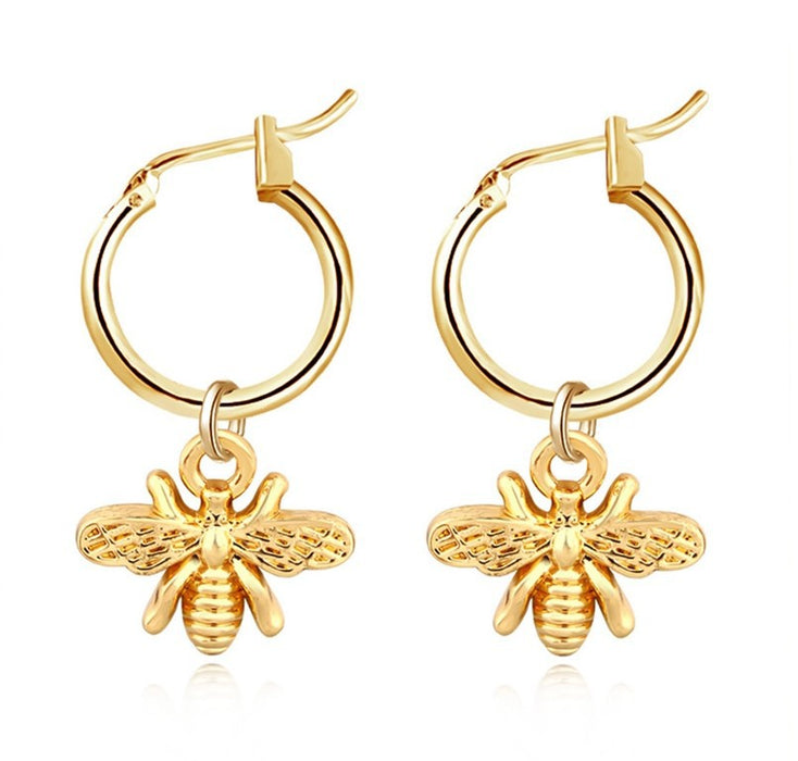 Wholesale Little Bee Pendant Earrings Insect Bee Pendant Earrings Buckle Women's Earrings