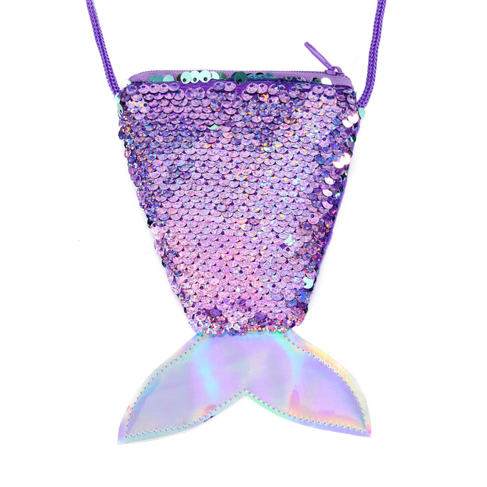 Wholesale Children' s wallet fish tail sequins lanyard coin purse girl mermaid diagonal coin bag small wallet