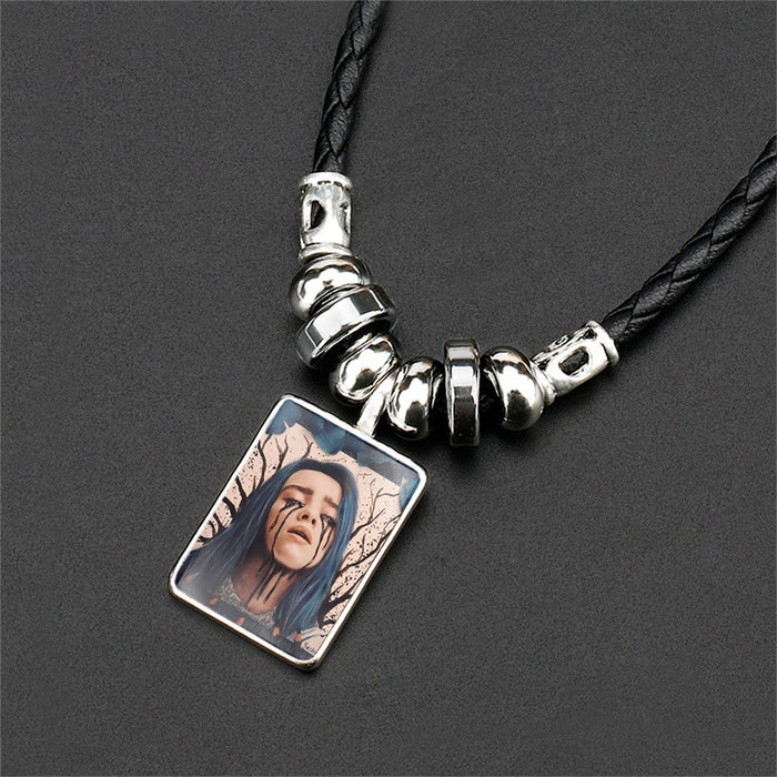 Wholesale Celebrity-themed square glass pendant necklace