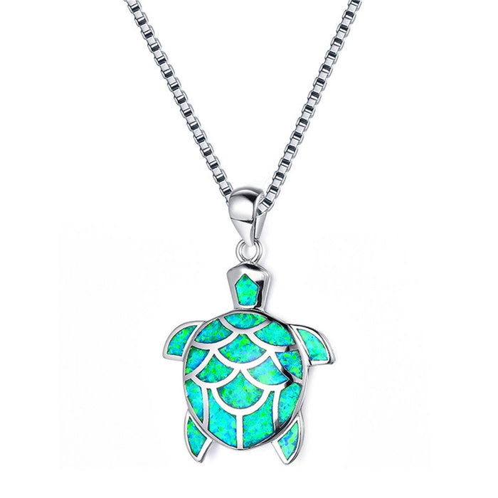 Wholesale Blue Opal Cute Turtle Necklace JDC-NE- BaoS001