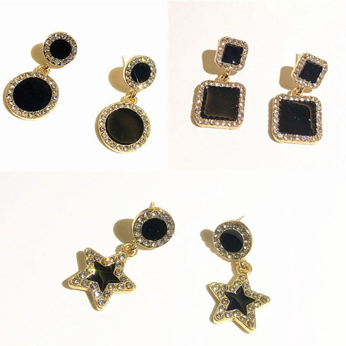 Wholesale Earrings Round Square Star Earrings Style Short Sparkling Diamond Earrings Personalized Earrings