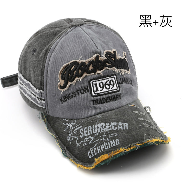 Wholesale 1969 Vintage Washed Old Letter Embroidered Hole Baseball Cap JDC-FH-TuL046