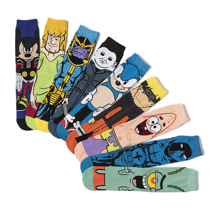 Wholesale Men's Cotton Sports casual Cartoon Socks Size 42-47 9-11