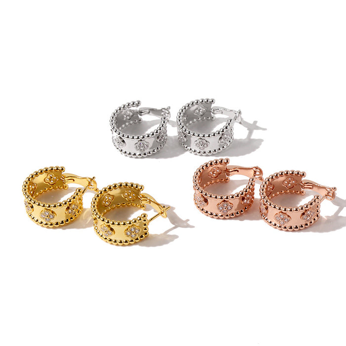 Wholesale Exquisite combination of four small diamond rice bead earrings with stickers