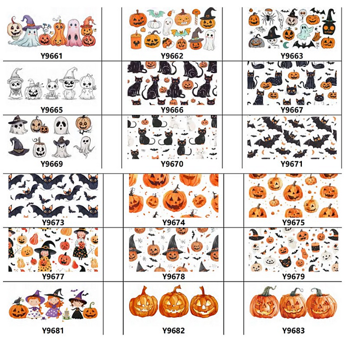 Wholesale 5pcs 16oz UV DTF Cup Stickers Wrap Bat Pumpkin Black Cat Halloween Cup Accessories JDC-ST-YiPin027