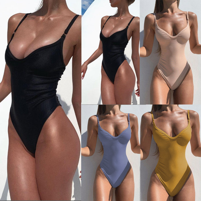 Wholesale Solid color women's sexy swimsuit, women's one-piece swimsuit