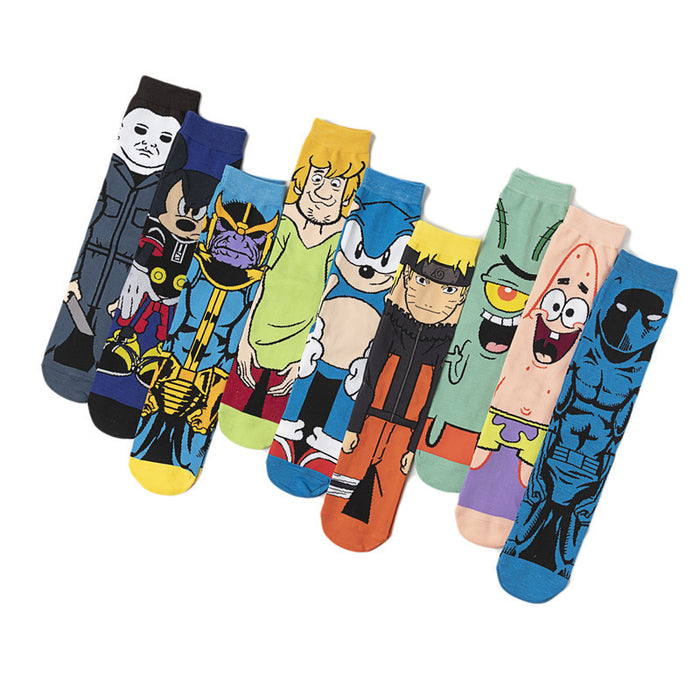 Wholesale Men's Cotton Sports casual Cartoon Socks Size 42-47 9-11