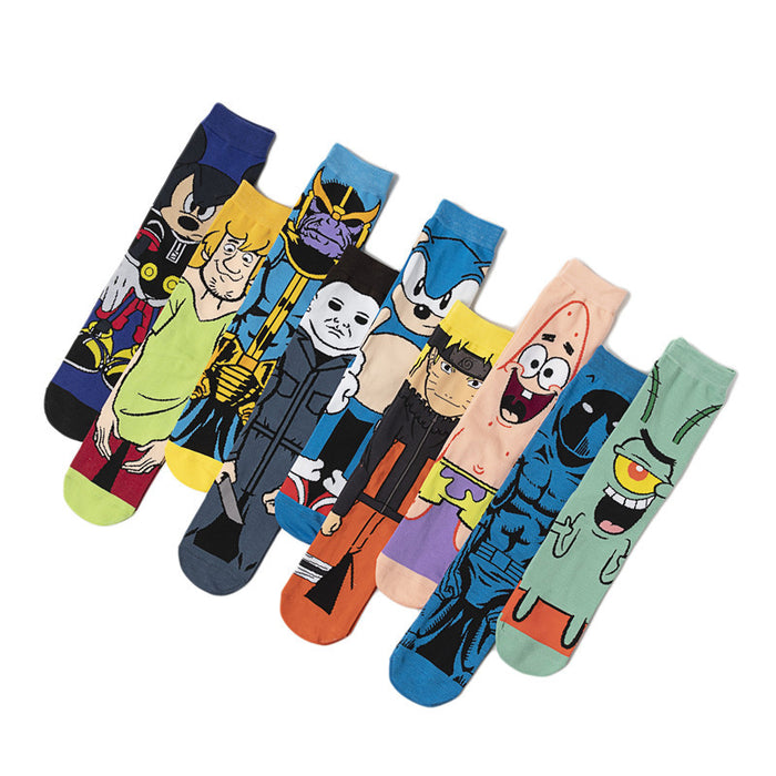 Wholesale Men's Cotton Sports casual Cartoon Socks Size 42-47 9-11