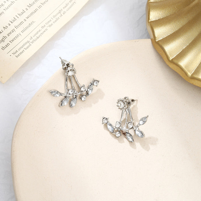 Wholesale Korean Style Zircon Daisy Flower Rear Hanging Earrings European and American Fashion Petal Set Crystal Elegant Simple Earrings for Women