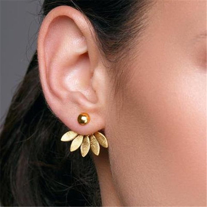 Wholesale Korean Style Zircon Daisy Flower Rear Hanging Earrings European and American Fashion Petal Set Crystal Elegant Simple Earrings for Women