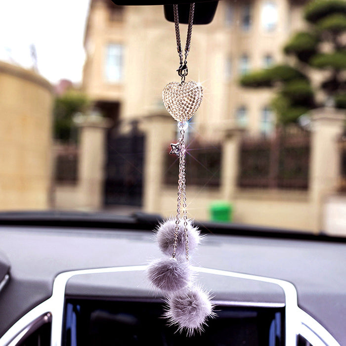 Wholesale Pink Plush Fur Ball Car Pendant Heart Design Car Interior Decoration