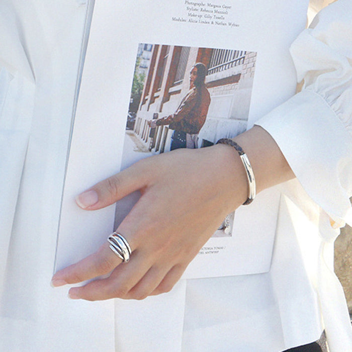 Wholesale  s925 Silver Knot Ring Women Braided Ring Bracelet