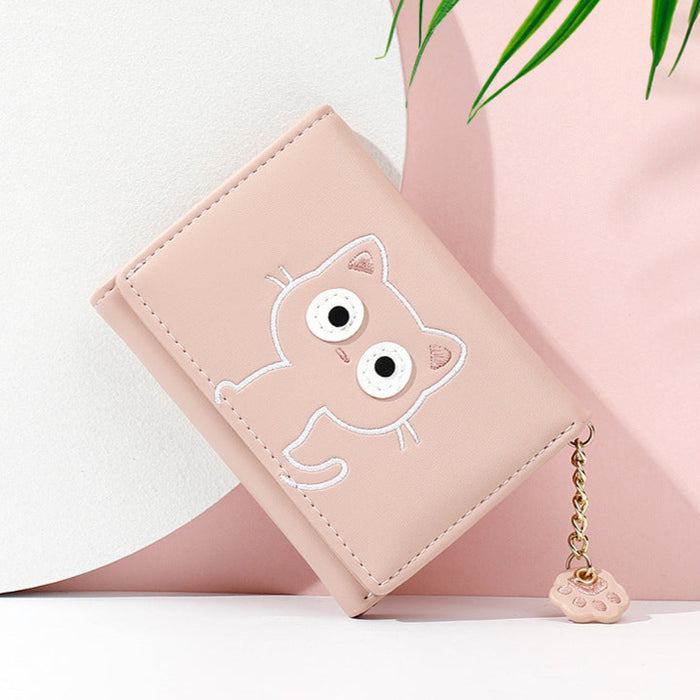 Wholesale Cartoon Cute Cropped Women's Wallet Pu Tri-fold Small Leather Clip For Girls Sweet Mini Money Holder Fashion Accessory