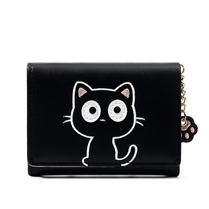 Wholesale Cartoon Cute Cropped Women's Wallet Pu Tri-fold Small Leather Clip For Girls Sweet Mini Money Holder Fashion Accessory