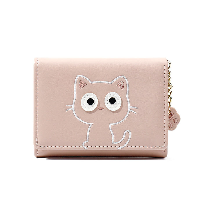 Wholesale Cartoon Cute Cropped Women's Wallet Pu Tri-fold Small Leather Clip For Girls Sweet Mini Money Holder Fashion Accessory