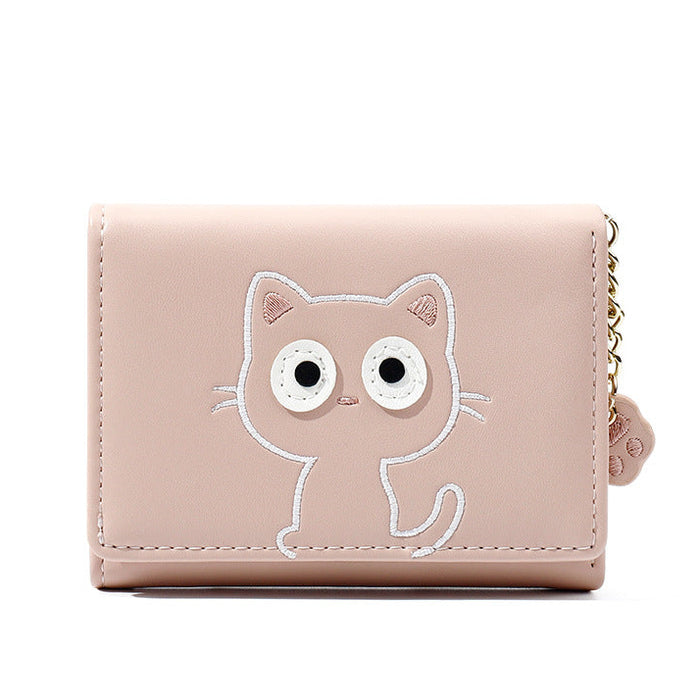 Wholesale Cartoon Cute Cropped Women's Wallet Pu Tri-fold Small Leather Clip For Girls Sweet Mini Money Holder Fashion Accessory