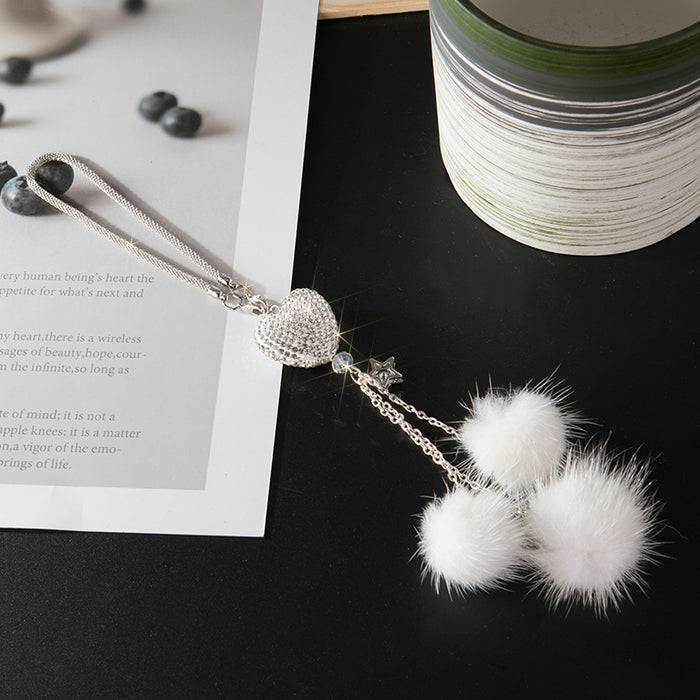 Wholesale Pink Plush Fur Ball Car Pendant Heart Design Car Interior Decoration