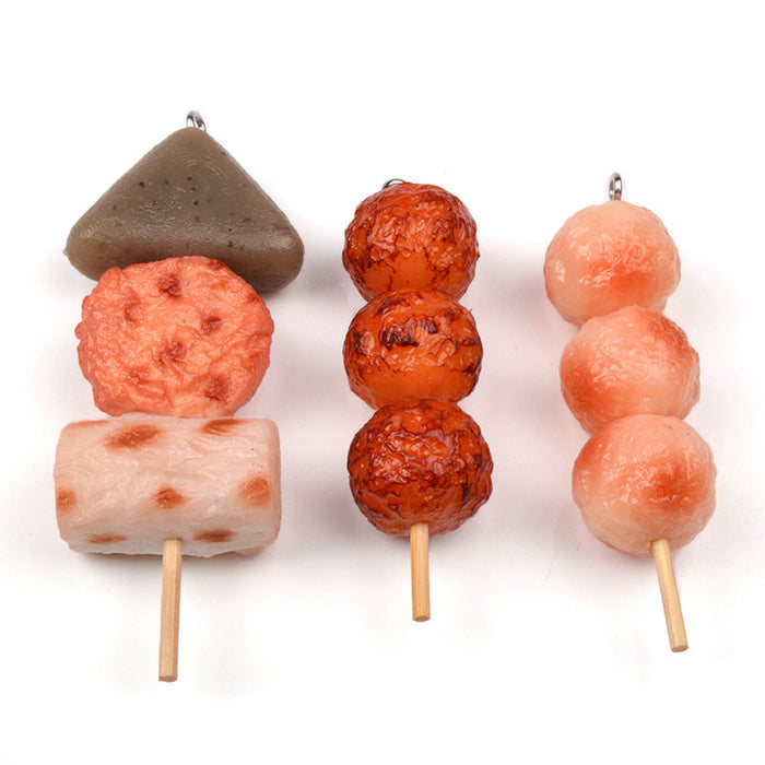 Wholesale PVC BBQ Skewers Food Toy Keychain Simulated Meat And Quail Egg Pendant Boutique Resale Accessory MOQ≥5