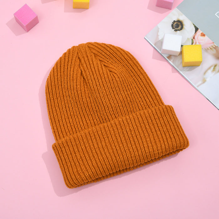 Wholesale Round Top Knitted Hat Curled Brim Wool Hat JDC-FH-HXL004