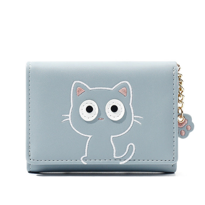 Wholesale Cartoon Cute Cropped Women's Wallet Pu Tri-fold Small Leather Clip For Girls Sweet Mini Money Holder Fashion Accessory