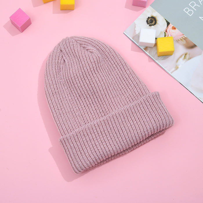 Wholesale Round Top Knitted Hat Curled Brim Wool Hat JDC-FH-HXL004