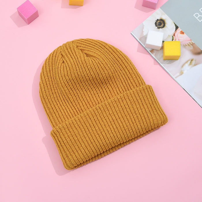 Wholesale Round Top Knitted Hat Curled Brim Wool Hat JDC-FH-HXL004