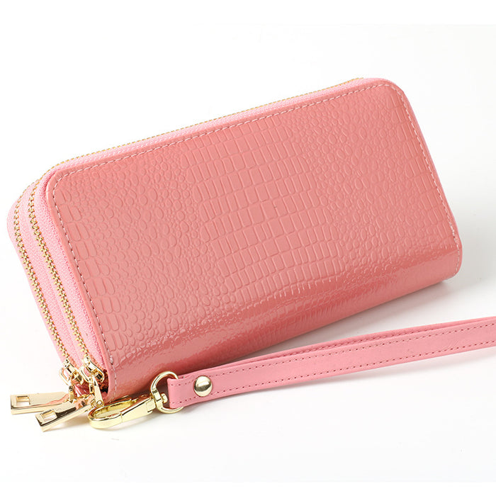 Wholesale Women's Wallet Long Bright Leather Crocodile Wallet Large Capacity Clutch Coin Purse