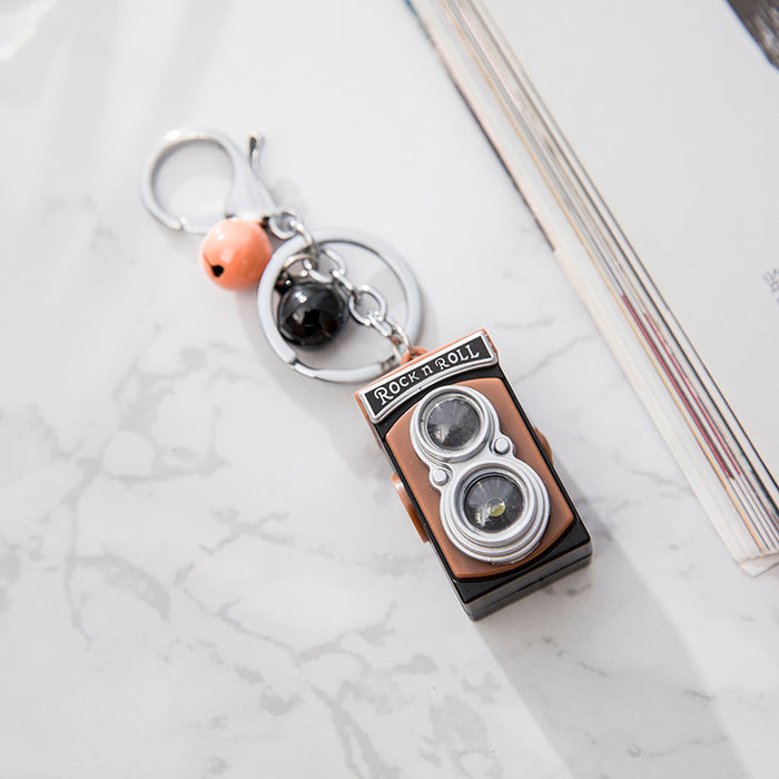 Wholesale retro LOMO camera keychain LED sounding luminous pendant