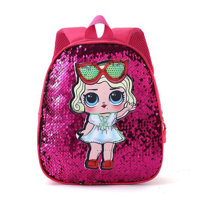 Wholesale PU Sequin Kids Backpack Cute Surprise Doll JDC-BP-Fuqian004