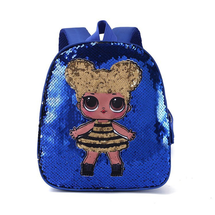 Wholesale PU Sequin Kids Backpack Cute Surprise Doll JDC-BP-Fuqian004