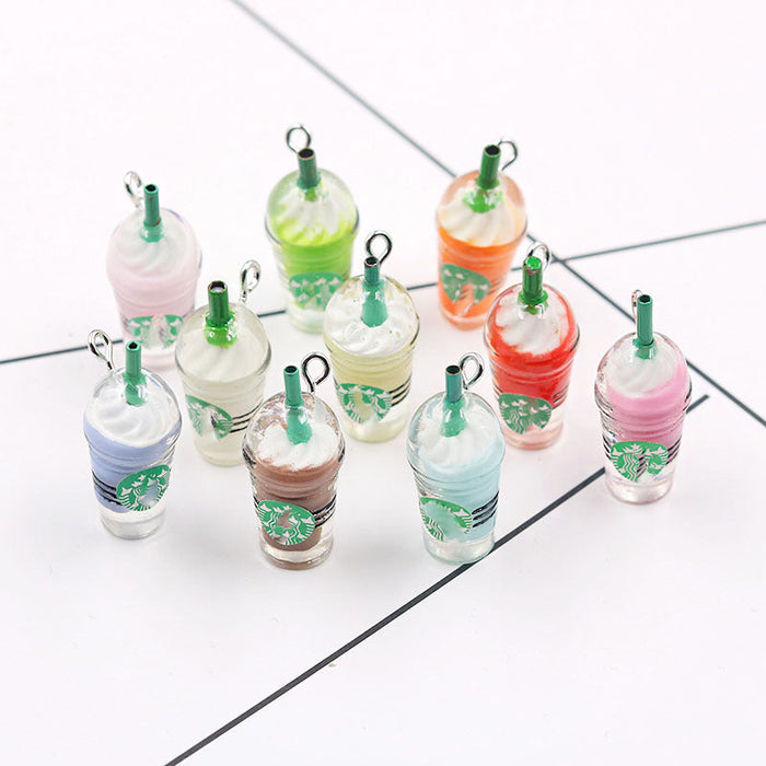 Wholesale 20PCS Resin Transparent Color Straw Cup DIY Pendant  JDC-BDS-HongL001