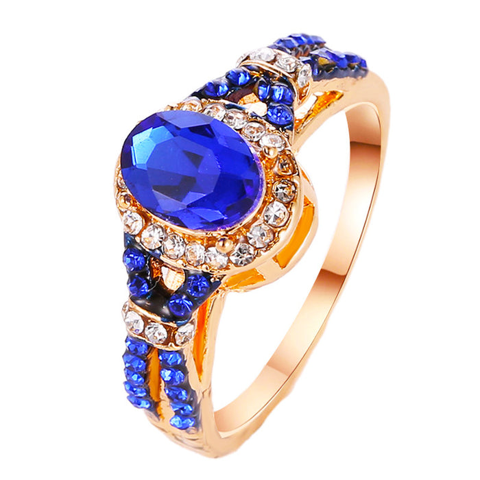 Wholesale jewelry temperament blue zircon diamond rings