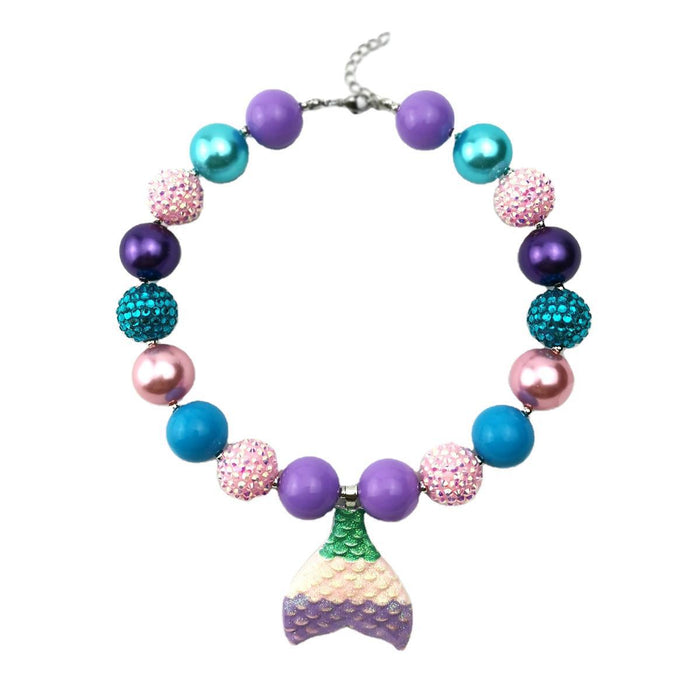 Wholesale Fishtail Colorful Pearl Mermaid Kids Necklace JDC-NE-ShengXi006