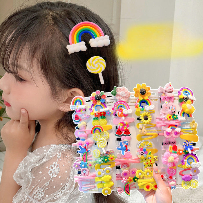 Wholesale 14pcs/pack Children's Dopamine Hair Clips Cute Baby Cartoon Hair Clips for Girls JDC-HC-FX001